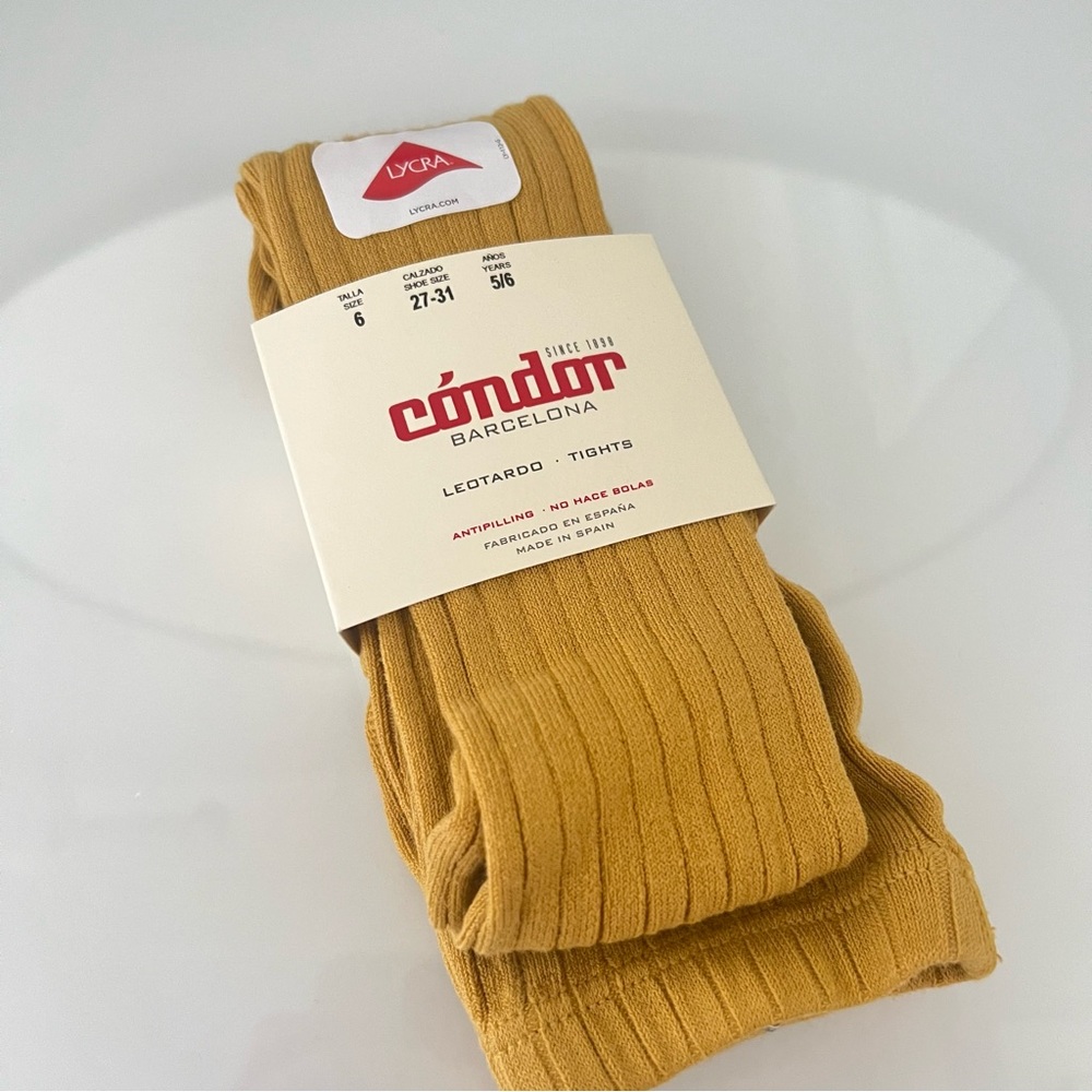 🆕Condor Basic Rib Tights size 6 Mustard - Picture 3 of 5